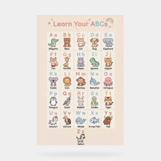 Pastel ABC Animals Poster for Kids (Recto)