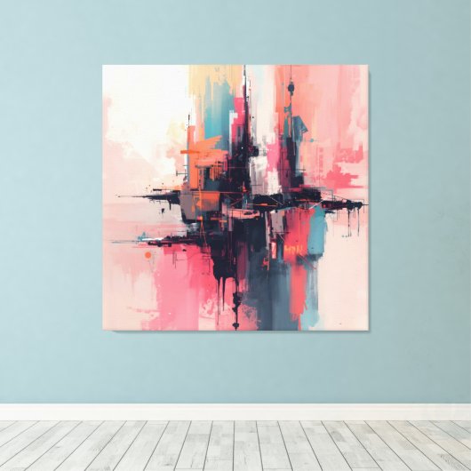 Pastel Abstract 1 Canvas Afdruk (Insitu (Houten vloer))