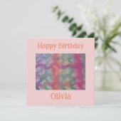 Pastel Abstract Art Flat Verjaardag Kaart (Staand voorkant)