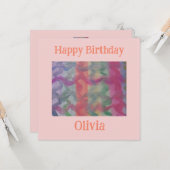 Pastel Abstract Art Flat Verjaardag Kaart (Voorkant / Achterkant in situ)