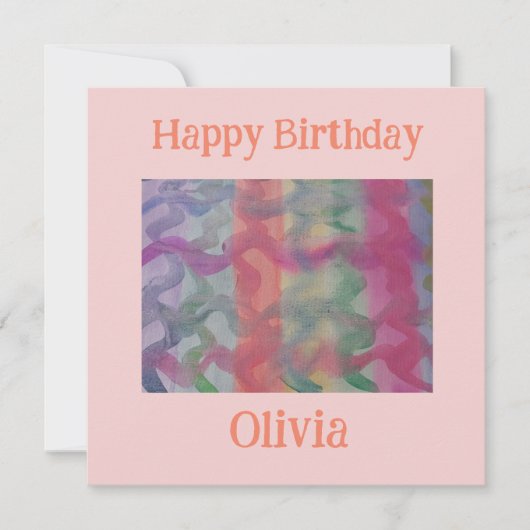 Pastel Abstract Art Flat Verjaardag Kaart (Voorkant)