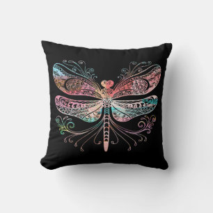 Pastel Abstract Dragonfly Black Kussen