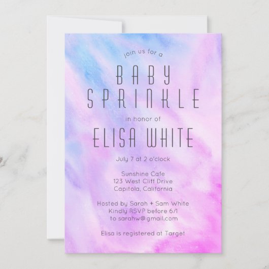 Pastel Abstract Elegant Chique CUSTOM BABY SPRINKL Kaart (Voorkant)