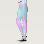 Pastel Abstract Faux Holografisch Roze Snoep Leggings (Links)