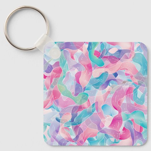 Pastel Abstract Lintpatroon Sleutelhanger (Voorkant)