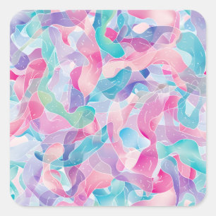 Pastel Abstract Lintpatroon Vierkante Sticker