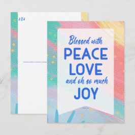 Pastel Abstract Peace Love Joy Christmas Post Card Briefkaart