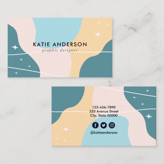 Pastel Abstract Professional Visitekaartje (Voorkant / Achterkant)