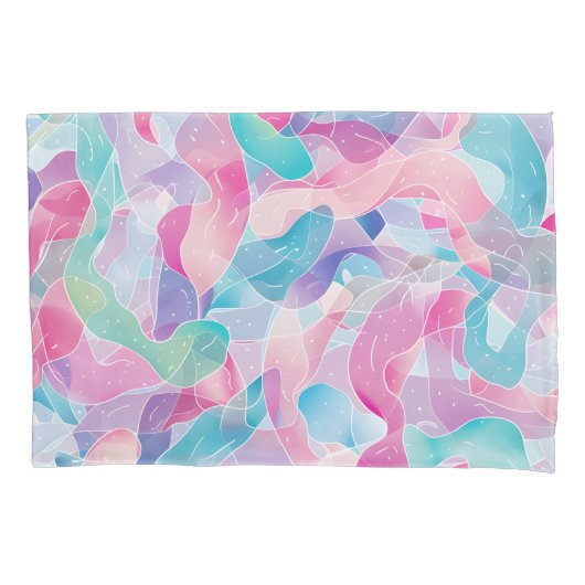 Pastel Abstract Ribbon Pattern Kussensloop (Voorkant)