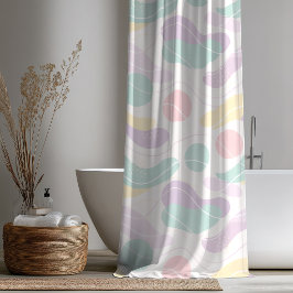 Pastel Abstract Seamless Pattern Waves and Circles Douchegordijn