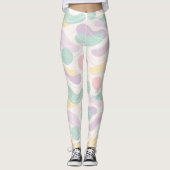 Pastel Abstract Seamless Pattern Waves and Circles Leggings (Voorkant)
