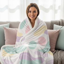 Pastel Abstract Seamless Pattern Waves and Circles Sherpa Deken