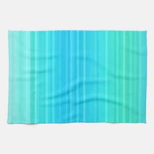 Pastel abstract turquoise blauw groene strepen theedoek
