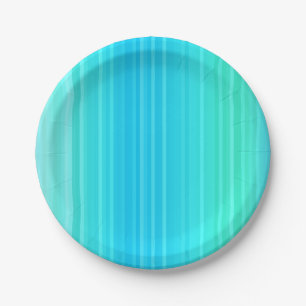 Pastel Abstract Turquoise Blue Green Stripes Papieren Bordje