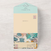 Pastel Abstracte Boho bruiloft All In One Uitnodiging (Buitenkant)