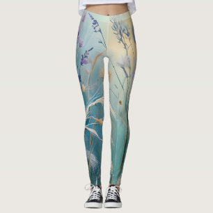 Pastel Abstracte fluisteringen van Natuur, Grassen Leggings