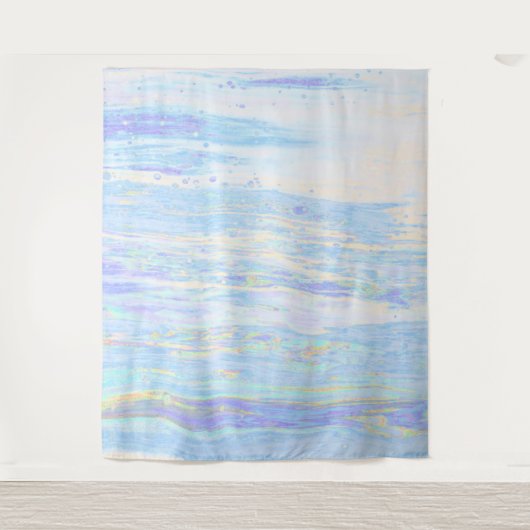 *~* Pastel Abstracte Kunst Lichtblauw Turkoois Wit Wandkleed (Voorkant)