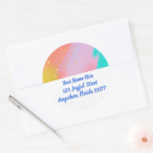 Pastel Abstracte Moderne Retouradreslabels Ronde Sticker
