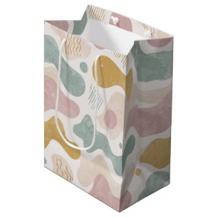 Pastel Abstracte Organische Vormen Patroon Medium Cadeauzakje
