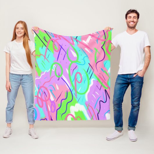 Pastel Abstracte Pop Kunst Fleece Deken (In situ)