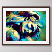Pastel Abstracte schets liggend Man blauw groen Poster