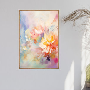 Pastel Abstracte Waterverf Floral Wall Art Poster