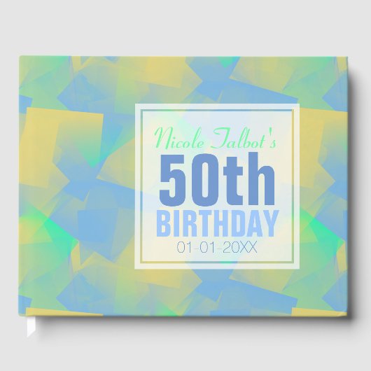 Pastel Abstrait bleu 50e Anniversaire Livre d'or (Recto)