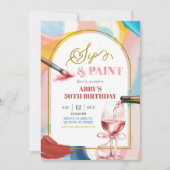 Pastel Adult Birthday Paint and Sip Invitation (Devant)