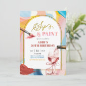 Pastel Adult Birthday Paint and Sip Invitation (Debout devant)