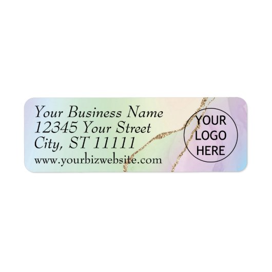 Pastel Agate Gold Glitter Return Address Label (Voorkant)