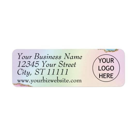 Pastel Agate Gold Glitter Return Address Label (Voorkant)