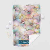 Pastel Alcohol Ink Floral Personalized Golfhanddoek (Insitu)