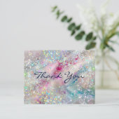 Pastel alcohol inkt holografische glitter dank u briefkaart (Staand voorkant)