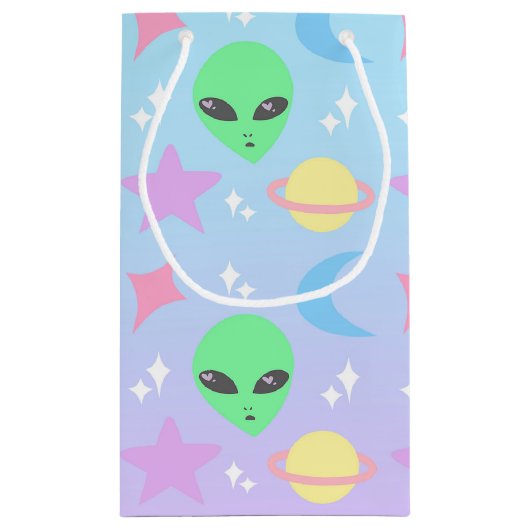 Pastel Alien Pattern Klein Cadeauzakje (Achterkant)