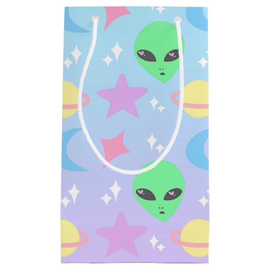 Pastel Alien Pattern Klein Cadeauzakje (Voorkant)