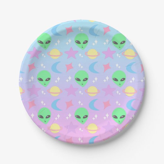 Pastel Alien Pattern Papieren Bordje (Voorkant)