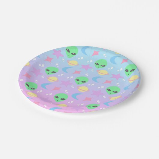 Pastel Alien Pattern Papieren Bordje (Gekanteld)