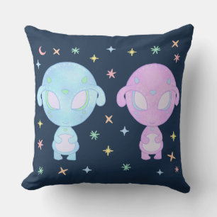 Pastel Alien Tweelingzusters Cute Kosmische Kawa Kussen