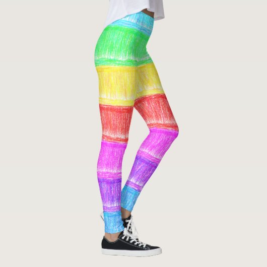 Pastel-alk regenboogstripes leggings (Rechts)