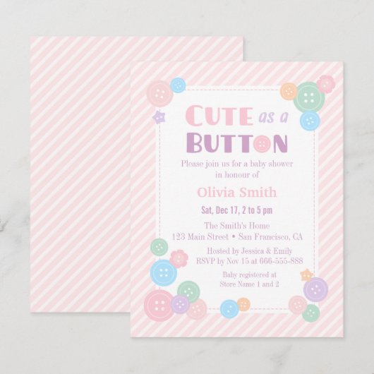 Pastel als Button babyschoeisel Kaart (Voorkant / Achterkant)