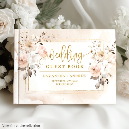 Pastel and Gold Automne Florals Mariage Livre d'or