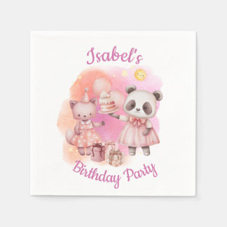 Pastel Animal Birthday Party Napkins Servet