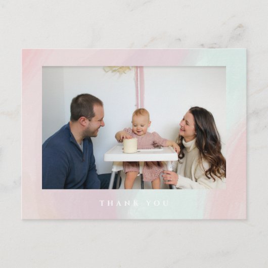 Pastel Anniversaire Merci Photo Carte postale (Devant)