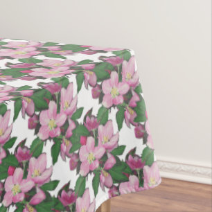 Pastel appelbloemen op wit tafelkleed