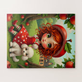 Pastel Apple Girl avec chiot - Puzzle amusant pour (Horizontal)