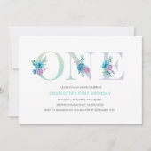 Pastel Aqua bleu premier anniversaire Invitation (Devant)