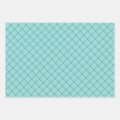 Pastel Aqua Blue en Green Diagonal Grid Pattern Inpakpapier Vel (Voorkant 3)