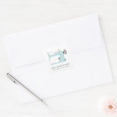 PASTEL AQUA BLUE PEACH ROZE NAAIMACHINE TAILOR VIERKANTE STICKER (Envelop)