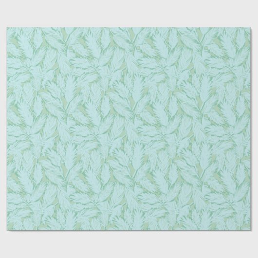 Pastel Aqua Botanische Palm Leaf Verpakking Papier (Vlak)