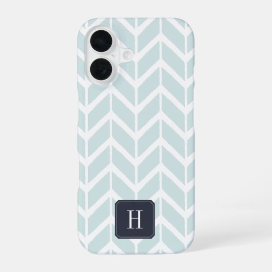 Pastel Aqua Geometric Pattern Monogram iPhone 16 Hoesje (Achterkant)